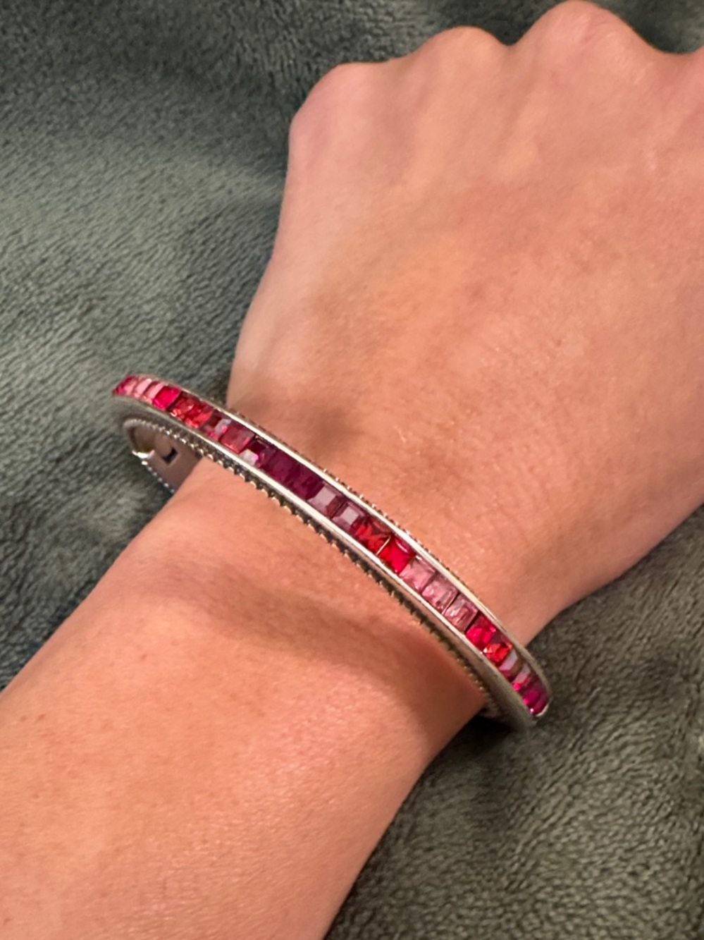 Brighton Silver-Tone Bracelet with Pink and Red Crystal Inlay